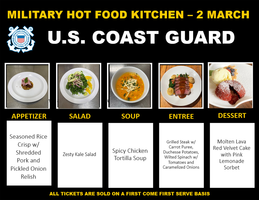 U.S. Coast Guard's March 2nd Menu.