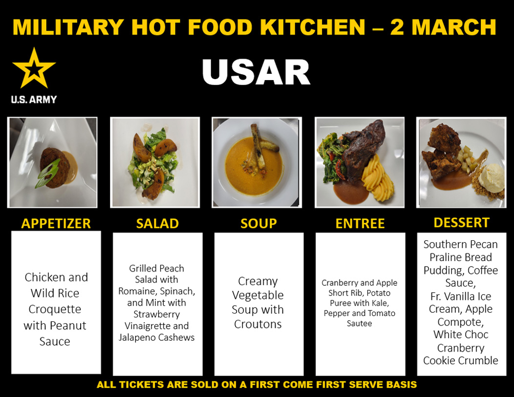 USAR's March 2nd Menu.