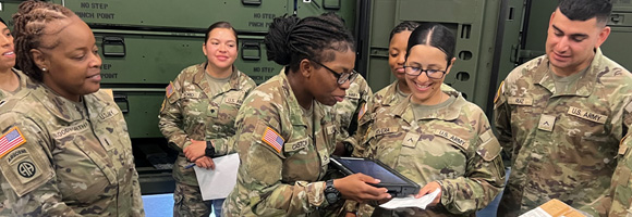 Soldiers training with the GCSS-Army Hand-Held Terminal.