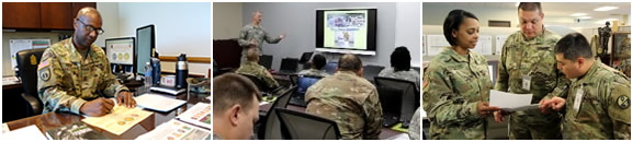 Three images showing RCAO supporting, training, and providing guidance to USAR and ARNG Soldiers.
